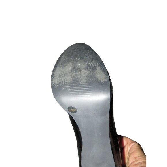 Jessica Simpson Ann Black Patent Leather Peep Toe Pumps with Tortoise Heels 8.5 - Picture 7 of 10